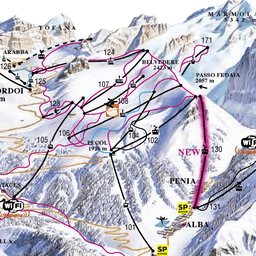 Карта Трасс И Склонов Курорта Валь Ди Фасса / Val Di Fassa. Карта.